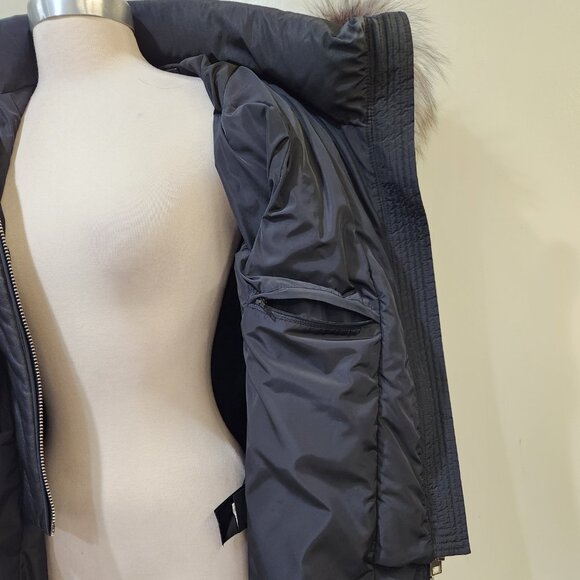 💥HOT ITEM!💥Nicole Benisti Ombre Silver/Black Fox Fur Cortina Leather Down Coat - Picture 15 of 16